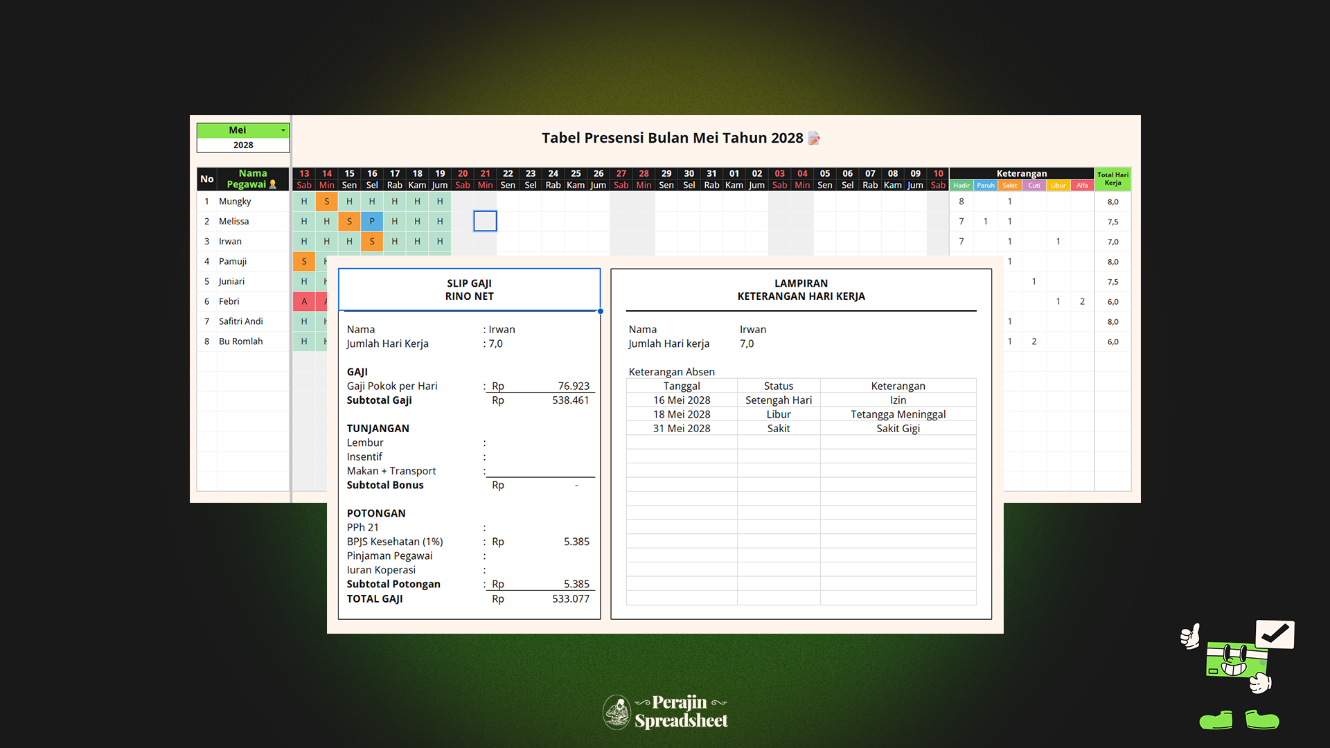 Template Google Sheets Presensi dan Slip Gaji Pegawai