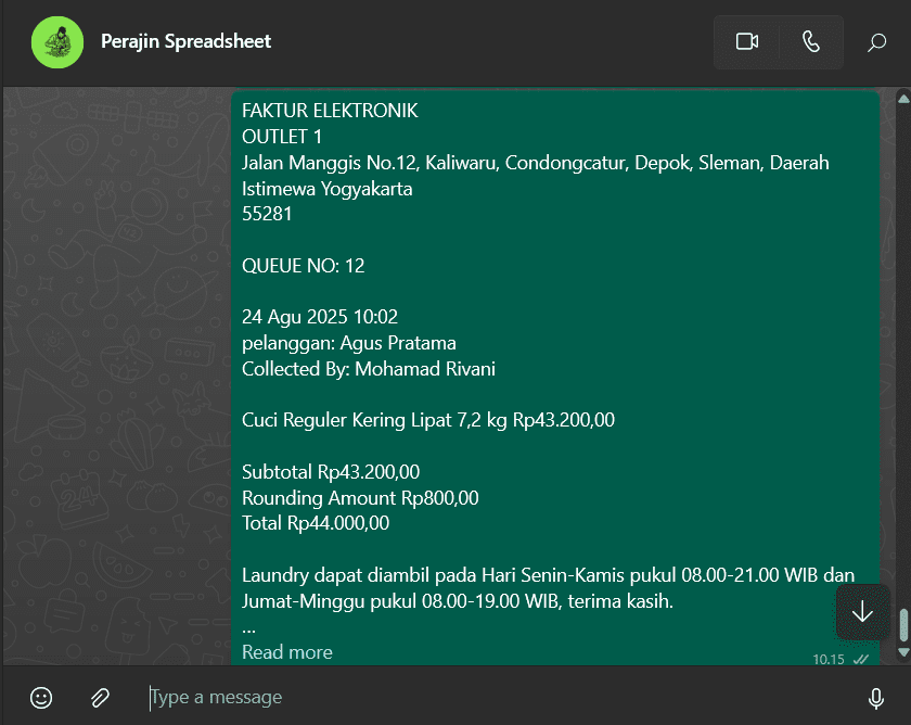 WhatsAppp Otomatis dari Spreadsheet